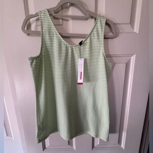 Talbots Green & White Striped  Tank - Reversible-Scoop & V-neck Options. Med. 💚🤍